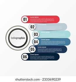 Infografía que informa sobre el flujo de trabajo en cada paso con un total de 6 temas.