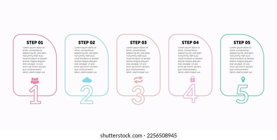 Infographic thin line design. Business Infographic. infographics thin line design vector. Abstract infographics. Vector illustration. Business concept with 5 options, steps, or processes.