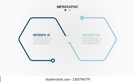 ฺBusiness Infographic Thin Line Design With Hexagon. Timeline With 2 Option. Can Be Used For Workflow Layout, Diagram, Annual Report, Web Design.