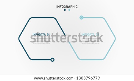 ฺBusiness infographic thin line design with hexagon. Timeline with 2 option. Can be used for workflow layout, diagram, annual report, web design.