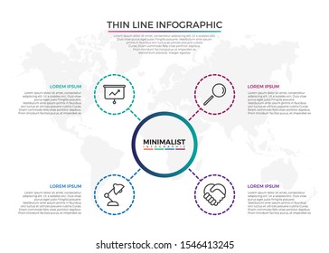Infographic thin line design with icons and 4 options or steps. Infographics for business concept. Can be used for presentations banner, workflow layout, process diagram, flow chart, info graph