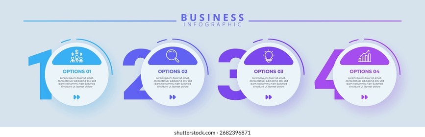 Infographic thin line design with icons and 4 options or steps. Infographics for business concept. Can be used for presentations banner, workflow layout, process diagram, flow chart, info graph