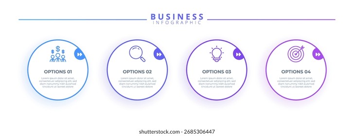 Infographic thin line design with icons and 4 options or steps. Infographics for business concept. Can be used for presentations banner, workflow layout, process diagram, flow chart, info graph