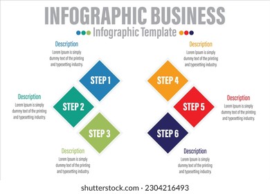 Infographic thin line design and Six 6 Steps, Six 6 options or steps. Infographics for business concept. Can be used for presentations banner, workflow layout, process diagram, flow chart.	
