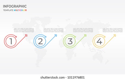 Infographic thin line design template with numbers 4 options.