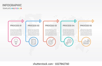 Infographic Thin Line Design Template Process 5 Options.