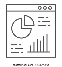 Infographic thin line icon, analysis and diagram, chart sign, vector graphics, a linear pattern on a white background, eps 10.