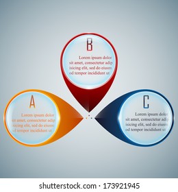 Infographic with three options plastic and glass style