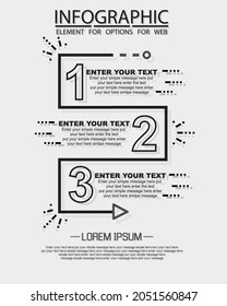 Infographic of three simple style options in black and white eighth edition
