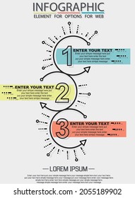 Infographic of three simple style options in multicolor sixth edition