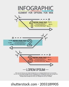 Infographic of three simple style options in multicolor fourth edition