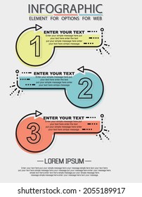 Infographic of three simple style options in multicolor fifth edition