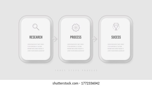 Infographic with three steps process for business concept. Vector flat illustration. Can be used for presentations banner, workflow layout, process diagram, flow chart, info graph.