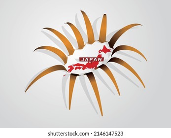 Infographic of a three-dimensional arrow entering Japan Vector illustration