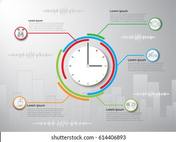 infographic time in life for one day of you. Activities of you, vector illusrtation. 