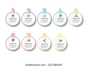 Infographic time line with number template, infographic with thin line style design isolated on white background.