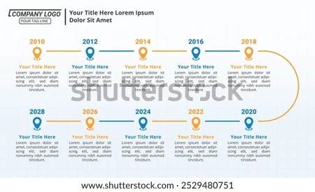 Infographic Timeline with 10 Steps on a 16:9 Layout for Business Presentations, Management, and Evaluation.