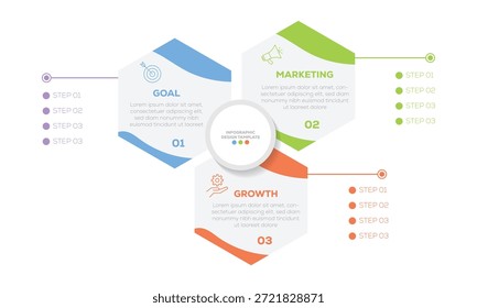  Infografía Línea de tiempo Plantilla de 3 pasos. Línea de tiempo Se puede utilizar para el diagrama de proceso, presentaciones. 3 opciones o pasos. Diseño gráfico de Ilustración vectorial. 