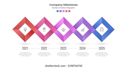 Infographic Timeline 5 Years. Gradient Diamond Pattern Style