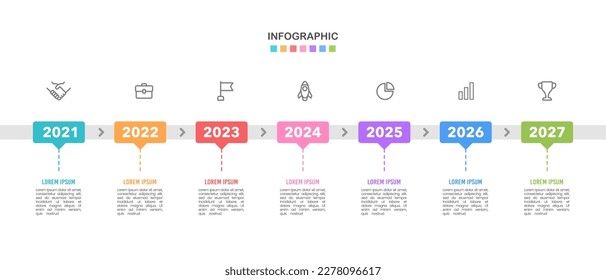 Infographic timeline 7th Anniversary. Vector illustration.