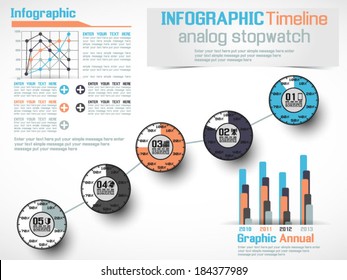 INFOGRAPHIC TIMELINE ANALOG STOPWATCH