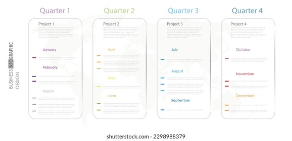 infographic timeline business quarterly project schedule 12 month template diagram Modern component timeline template. presentation infographics vector.