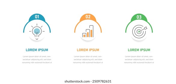 An infographic timeline consisting of 3 stages can be used for presentations