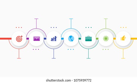 Infographic Timeline Constructor. Paper Style Multicolored Pointers. Vector Template For Modern Business Presentation, Web Banners, Layouts.