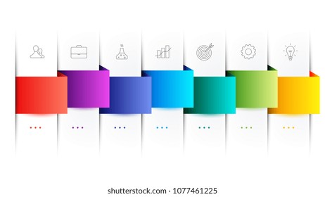 Infographic Timeline Constructor. Paper Style Multicolored Pointers. Vector Template For Modern Business Presentation, Web Banners, Layouts.
