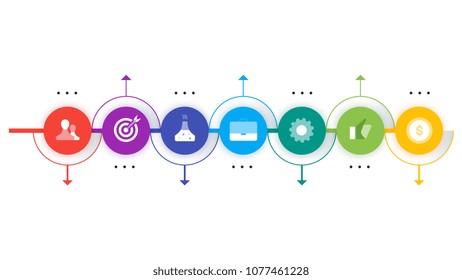 Infographic Timeline Constructor. Paper Style Multicolored Pointers. Vector Template For Modern Business Presentation, Web Banners, Layouts.