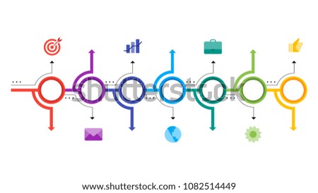 Infographic Timeline Constructor. Paper Style Multicolored Pointers. Vector Template For Modern Business Presentation, Web Banners, Layouts.