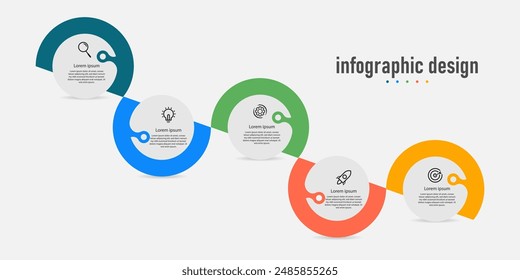 Infographic timeline design business with 5 steps, options can be used for workflow diagram, info chart, web design. vector illustration.