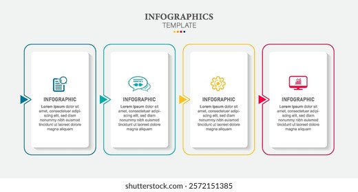Infographic timeline design with icons and 4 options or steps. Can be used for info graphics, flow charts, presentations, web sites