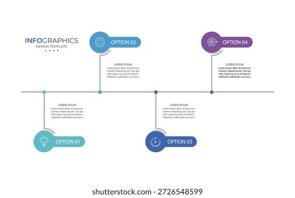 Vorlage für den Entwurf der Infografik-Zeitleiste mit 4 Optionen