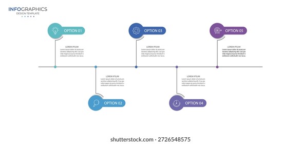 Infografía Plantilla de diseño de línea de tiempo con 5 opciones