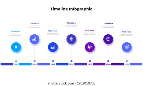 Plantilla de diseño de línea de tiempo de infografía. Ilustración vectorial moderna. Concepto de 7 pasos o opciones de proceso empresarial.