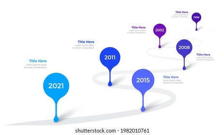 Infographic timeline design template. Modern road vector illustration. Concept of steps or options of business process.