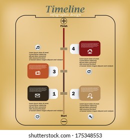Infographic timeline design template with paper tags. Idea to display information, ranking and statistics with orginal and modern style