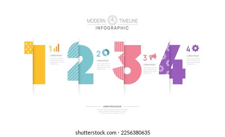 Infographic Timeline diagram template for business. 4 Steps Modern roadmap with circle topics, for vector infographics, flow charts, presentations.