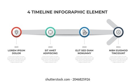 infographic timeline element vector with 4 options, list, and arrow, can be used for workflow, process diagram, presentation, etc.