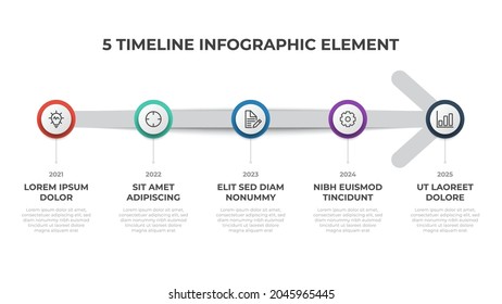 infographic timeline element vector with 5 options, list, and arrow, can be used for workflow, process diagram, presentation, etc.