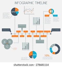 Infographic Timeline - Infographic Elements Set - Data Analysis, Charts, Graphs - vector EPS10