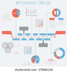 Infographic Timeline - Infographic Elements Set - Data Analysis, Charts, Graphs - vector EPS10