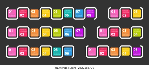 Infographic Timeline Geometric Style. Modern Color Design Elements. Vector Time Line.