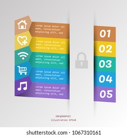 infographic timeline icon and text multicolored, illustration eps10