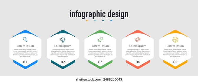 Infographic timeline process with square template design with icons and 5 options or steps. Vector illustration.
