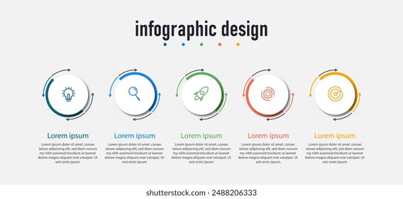 Infographic timeline process with square template design with icons and 5 options or steps. Vector illustration.
