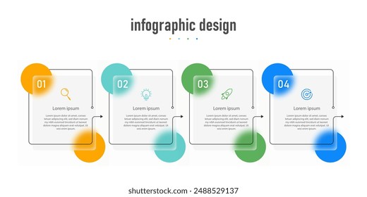 Infographic timeline process with square template design with icons and 4 options or steps. Vector illustration.
