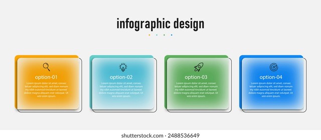 Infographic timeline process with square template design with icons and 4 options or steps. Vector illustration.
