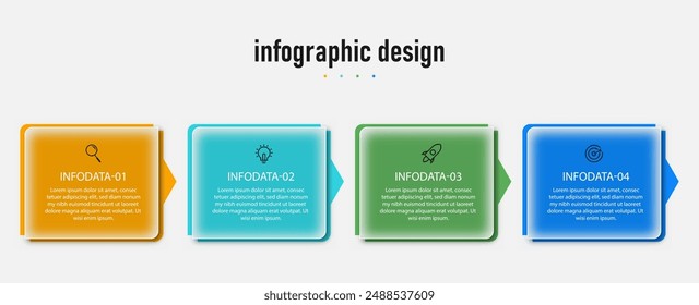 Infographic timeline process with square template design with icons and 4 options or steps. Vector illustration.
